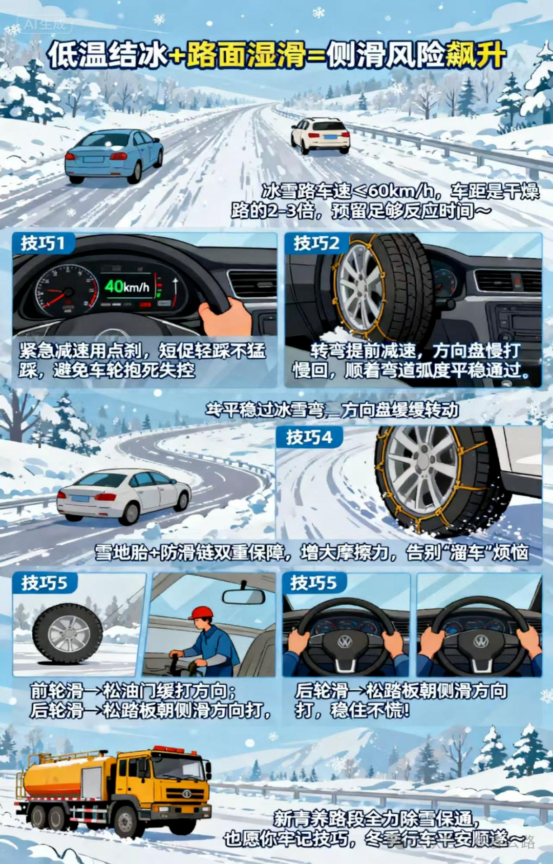 開車前繞車一周_出行提示_雪天行車安全注意事項